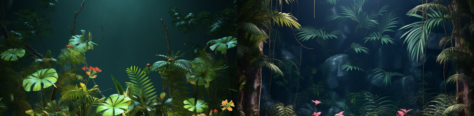 绿色自然丛林展台背景Midjourney咒语