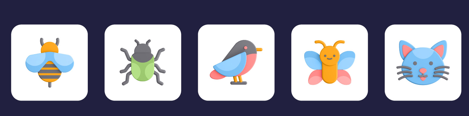  3D动物头像图标模型Blender