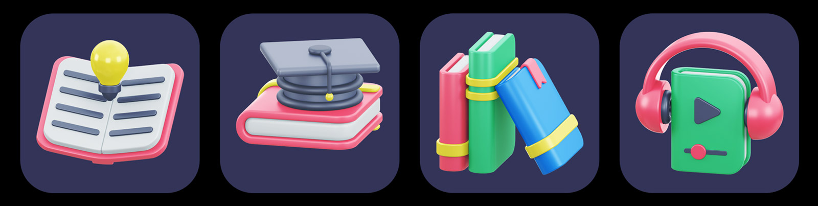  3D教育图标插图模型Blender