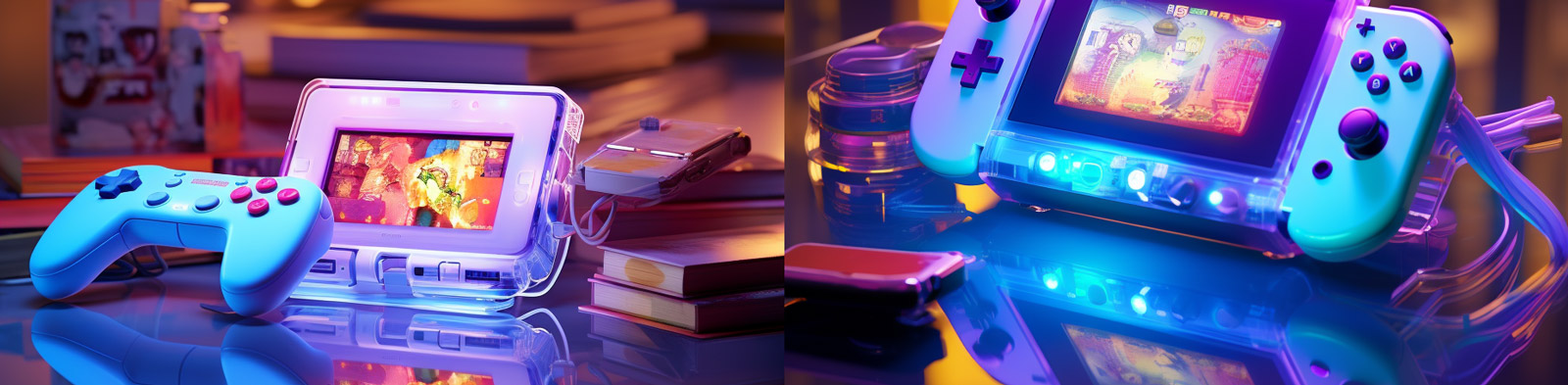 紫色任天堂游戏机手柄Midjourney咒语