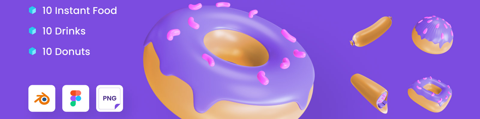  3D立体美食插图模型Blender