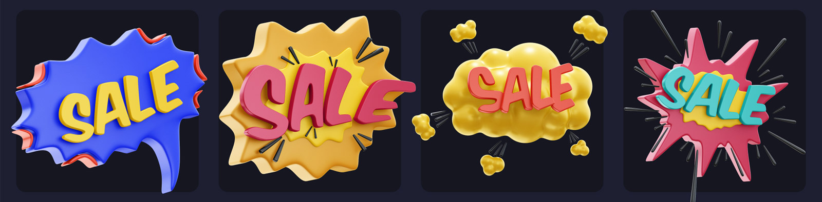 3D立体促销贴纸模型Blender