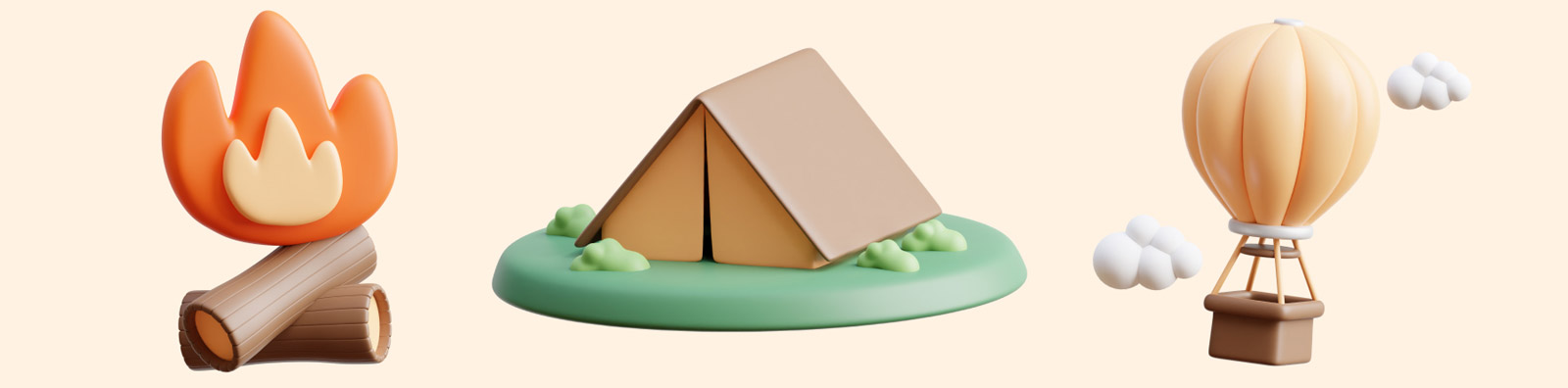 3D旅游度假图标模型Blender