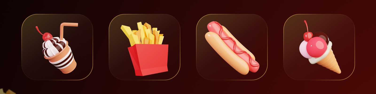  3D美食图标插图模型Blender