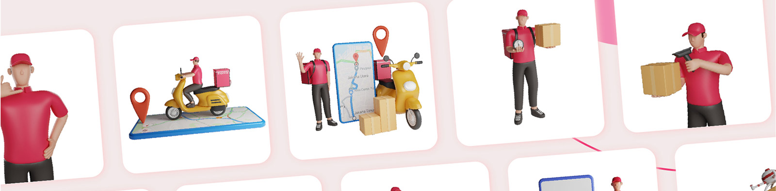 3D物流运输快递员人物模型Blender