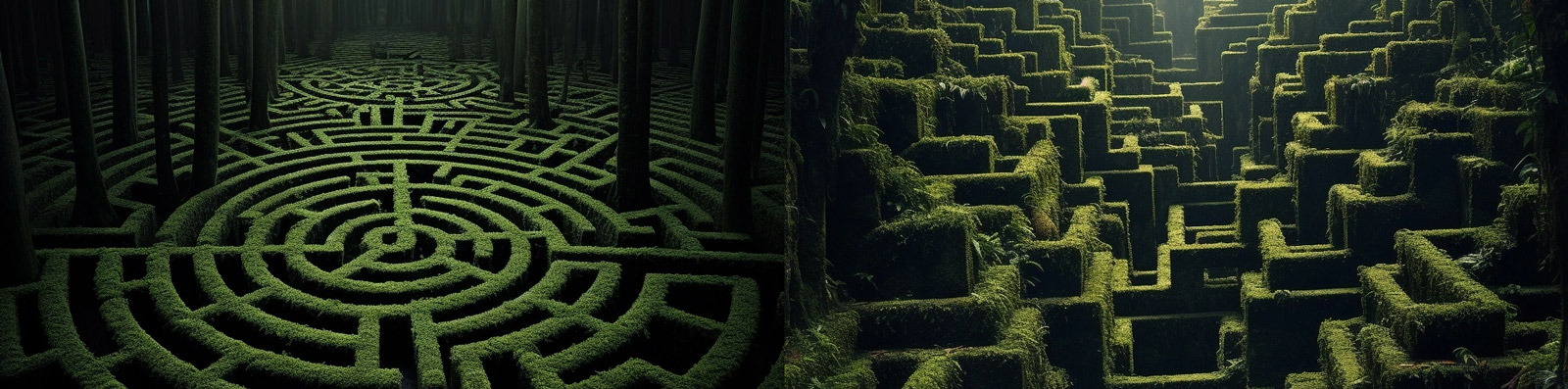 创意森林迷宫鸟瞰图Midjourney关键词