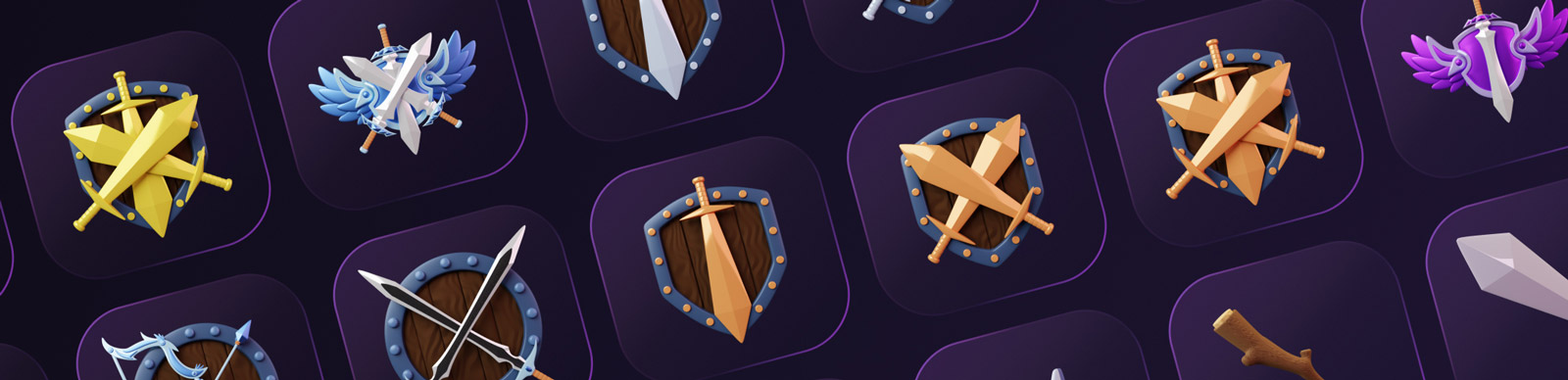 3D游戏图标插图模型Blender