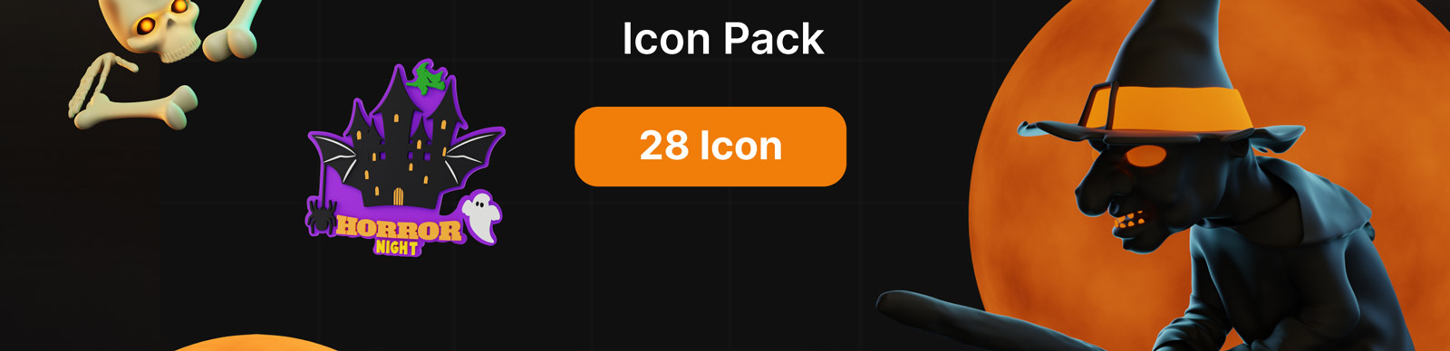 3D立体卡通万圣节元素模型图标插图blender