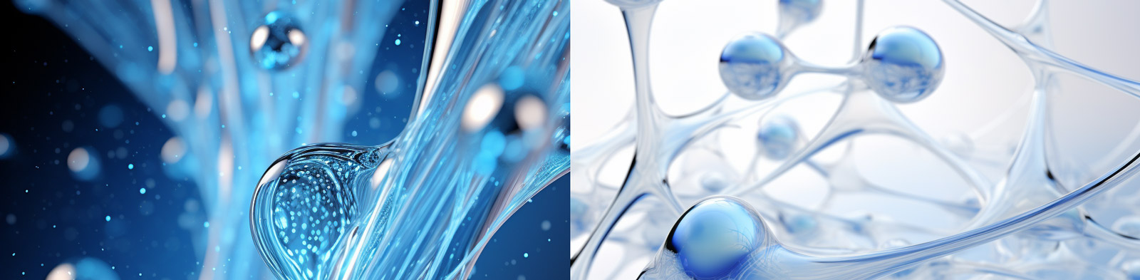 蓝色透明纤维分子结构背景Midjourney关键词