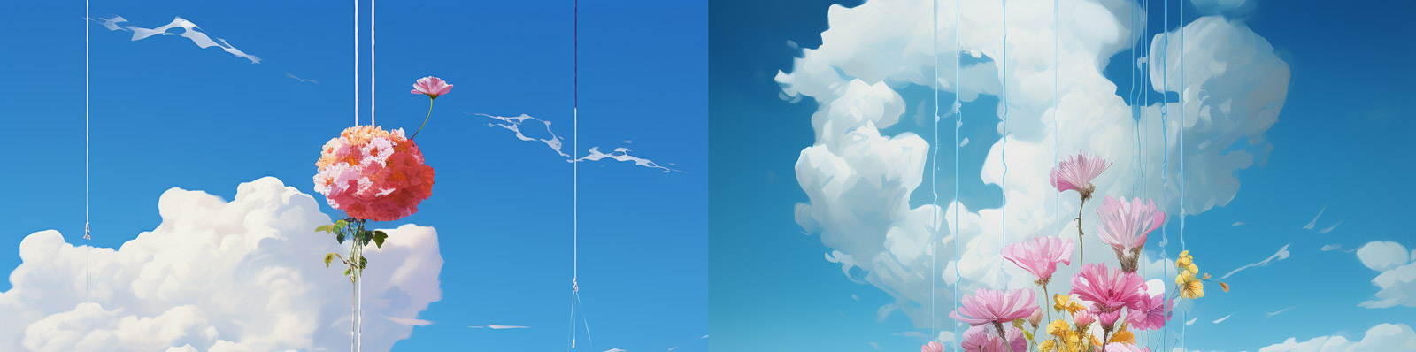 超现实主义水彩山水鲜花雪山云层植物自然风景Midjourney关键词