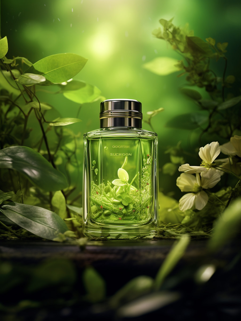 天然植物香水产品摄影广告Midjourney咒语 - Ai宇宙吧--Ai宇宙吧-