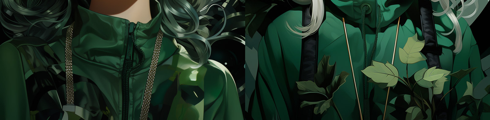 动漫卡通绿色潮流戴耳机眼镜女孩形象Midjourney关键词咒语分享