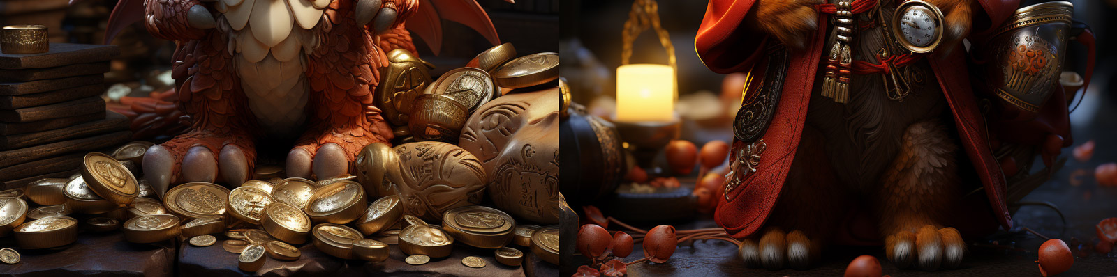 3D立体可爱你人小龙红色汉服金币肖像皮克斯Midjourney关键词咒语分享