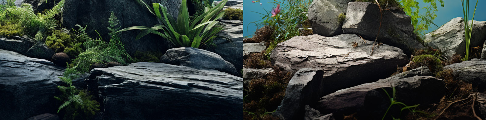 自然顽强岩石上的植物生命Midjourney关键词