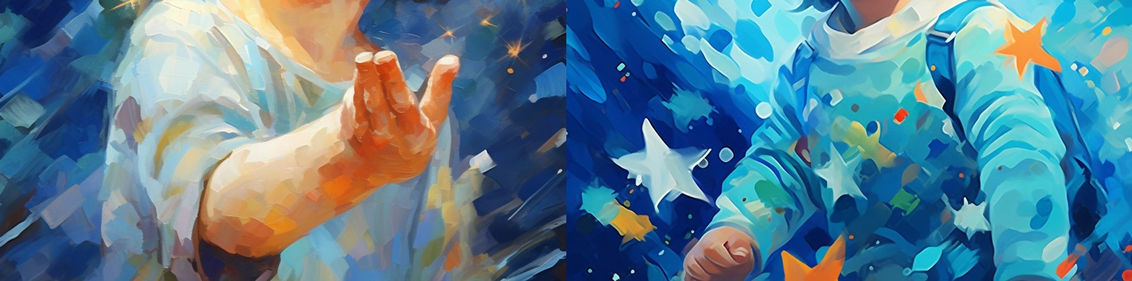 可爱婴儿梦幻蓝色星空场景Midjourney关键词