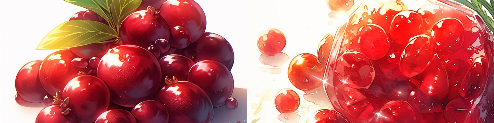 红色健康水彩插画水果蔓越莓绘画插图海报Midjourney咒语