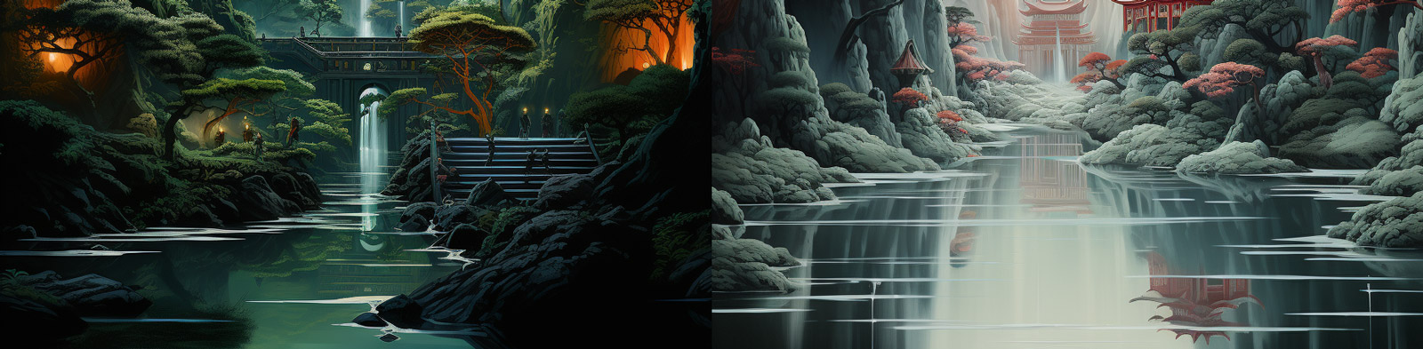 中国风传统动漫禅宗宁静自然山水风景Midjourney关键词咒语分享