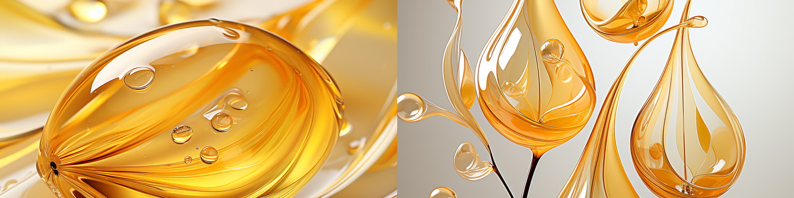 黄色透明精华液精华精油液体化妆品美妆产品海报设计背景Midjourney关键词咒语分享