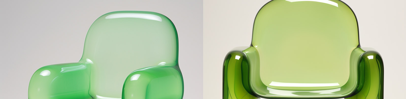 可爱透明绿色果冻椅Midjourney关键词