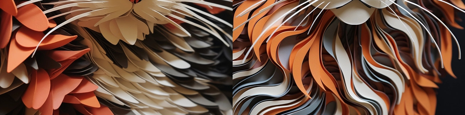 剪纸艺术猫咪肖像特写Midjourney关键词