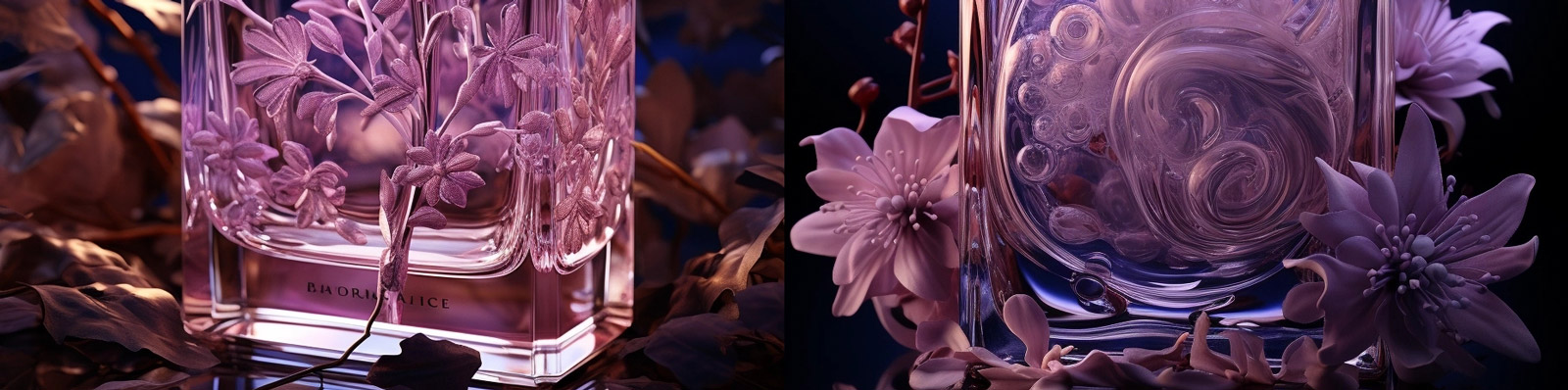 紫色香水化妆品包装海报Midjourney关键词