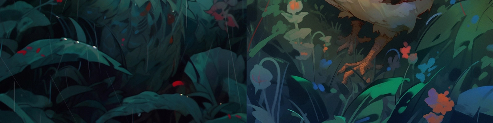 手绘自然丛林动物鸡绘画插图Midjourney咒语