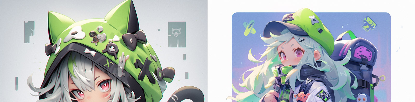 超现实时尚流行动漫可爱卡通人物酷女孩形象玩具盲盒插图Midjourney关键词咒语