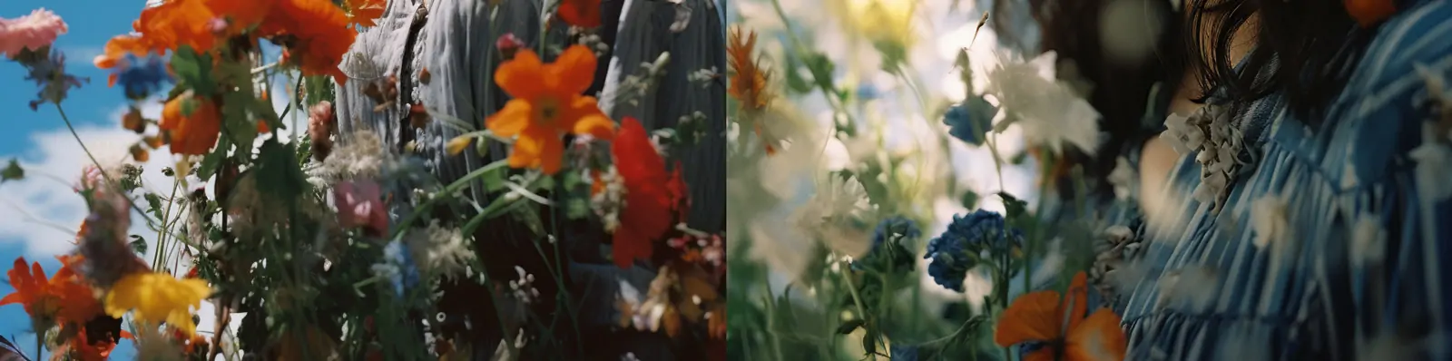 美丽年轻女孩蝴蝶鲜花自然艺术梦幻摄影写真海报照片Midjourney关键词咒语分享