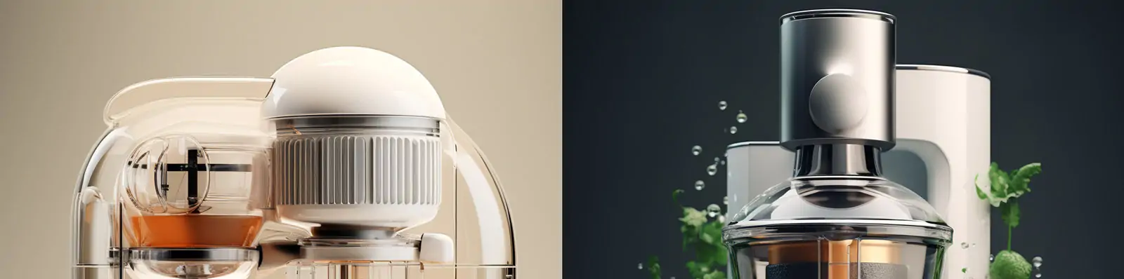 创意现代3D立体可视化榨汁机料理机厨房电商小家电广告摄影海报Midjourney关键词咒语分享