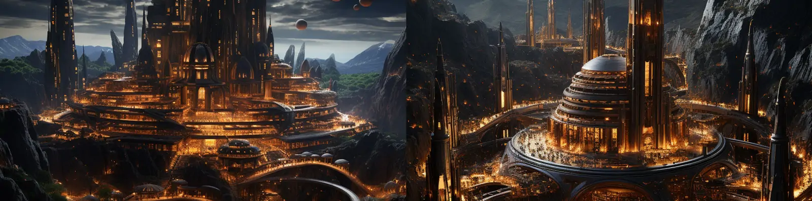 创意未来主义科技宇宙空间建筑塔楼城堡场景海报Midjourney关键词咒语分享