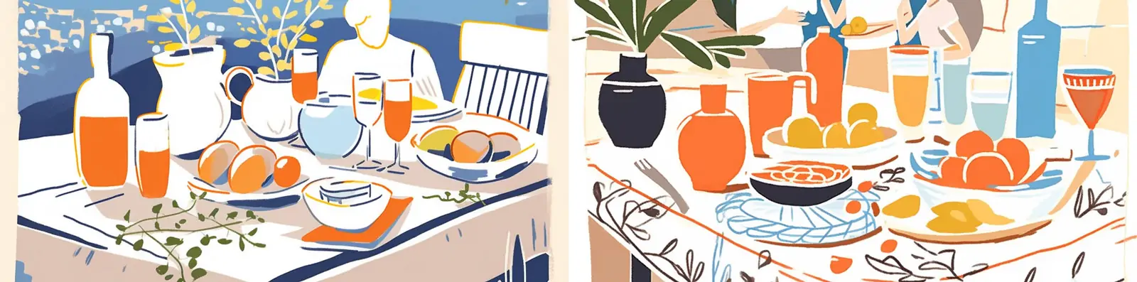 手绘卡通人物旅游精致下午茶明信片风景艺术插图绘画Midjourney关键词咒语分享