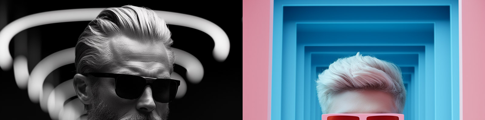 时尚前卫戴眼镜男士芭莎摄影封面海报Midjourney关键词咒语分享