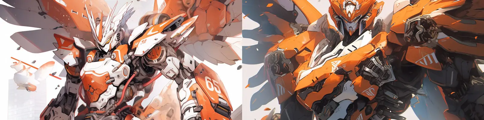 帅气未来主义科技感高达机器人机械机甲造型人物模型Midjourney关键词咒语分享