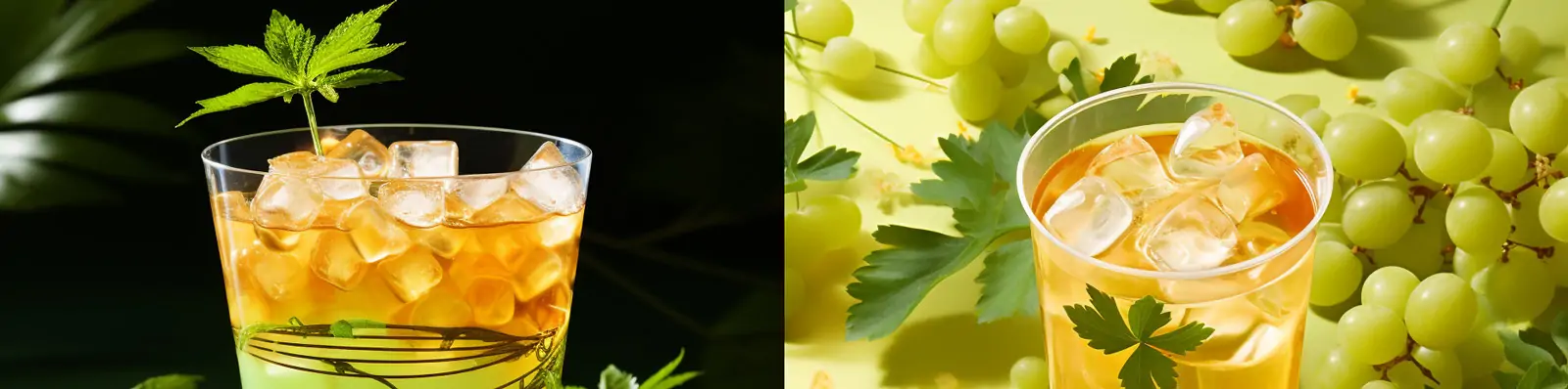 夏天清凉自然绿色植物水果绿茶冰镇果汁饮料产品广告摄影海报Midjourney关键词咒语分享