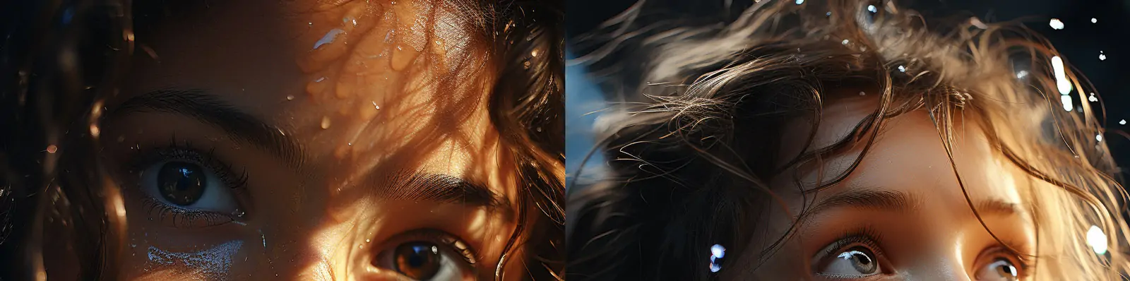 梦幻童话女孩眼睛眼神星空反射脸部光效特写艺术摄影写真海报Midjourney关键词咒语分享