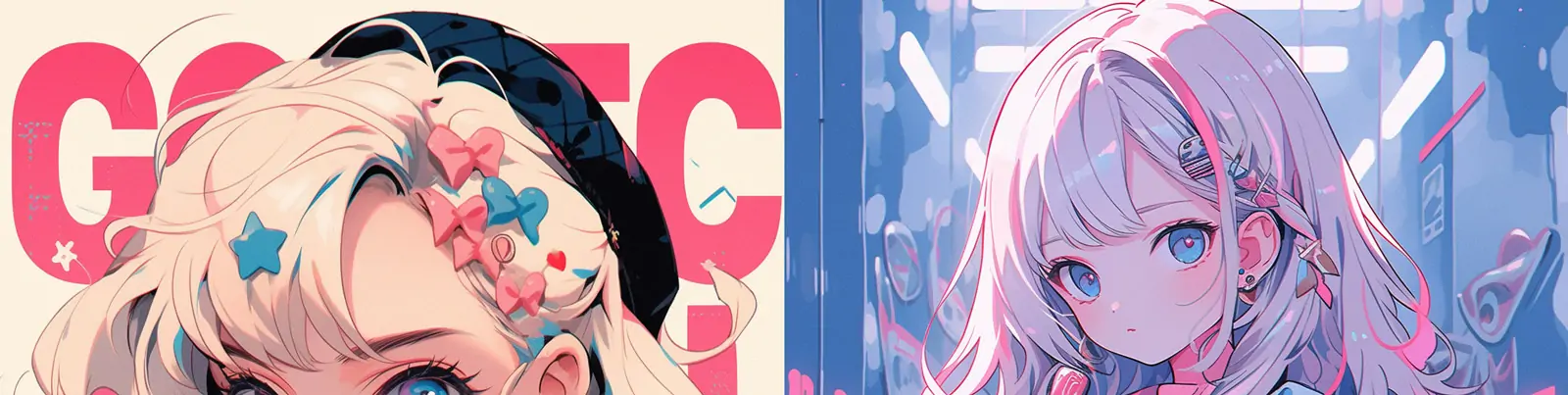 手绘时尚动漫卡通流行女孩玩具色彩人物盲盒街景插图Midjourney关键词咒语分享