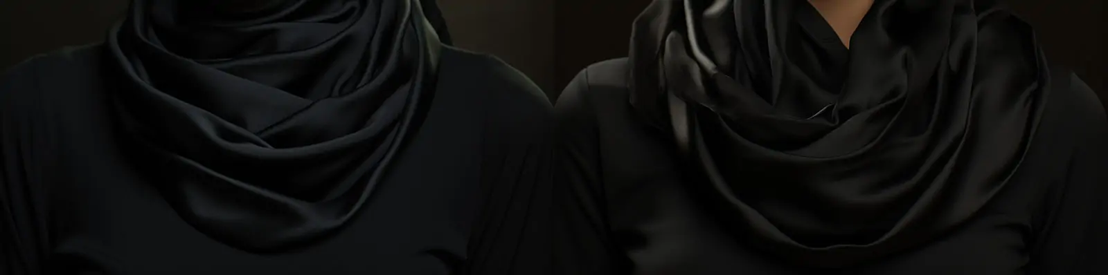 时尚伊斯兰伊朗女性黑色服装头巾肖像摄影写真海报照片特写Midjourney关键词咒语分享