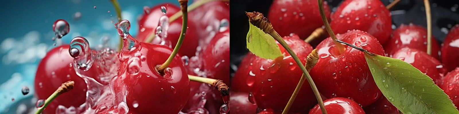 创意新鲜水果水滴气泡樱桃车厘子电商生鲜产品摄影广告海报Midjourney关键词咒语分享