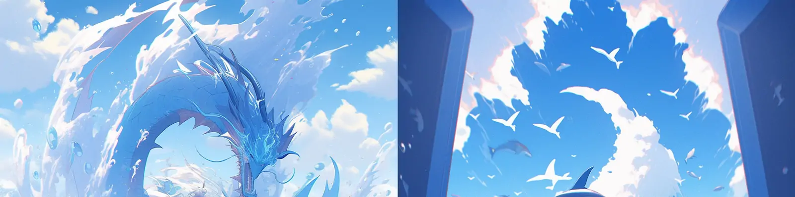 蓝色动漫卡通迪士尼动画大海浪花飞溅场景插图Midjourney关键词咒语分享