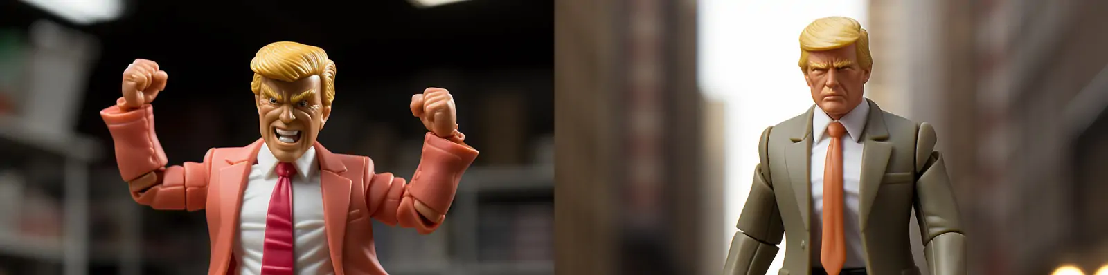 动漫卡通逼真特朗普动作人偶塑料拼接玩具模型Midjourney关键词咒语分享