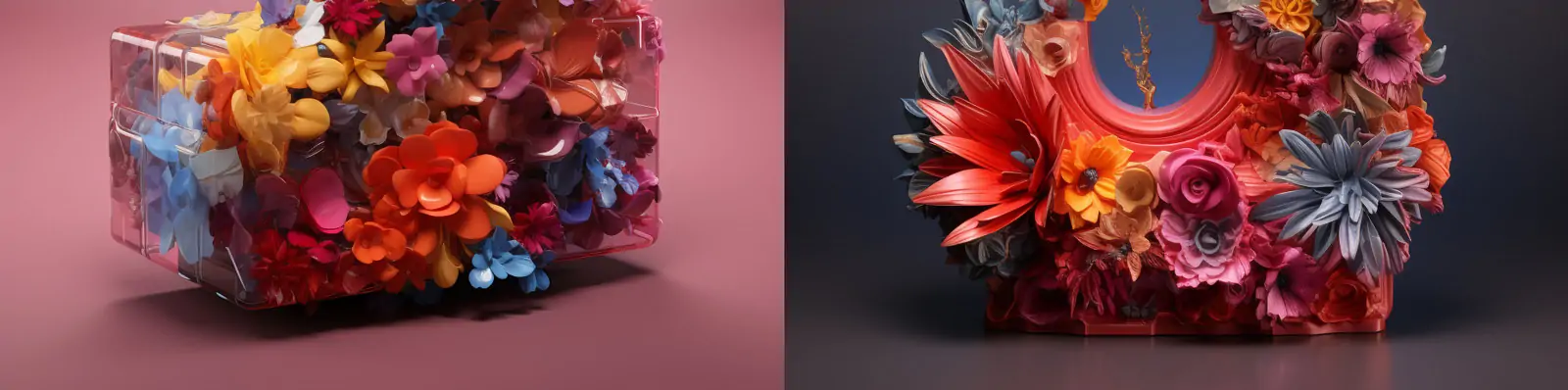 创意概念艺术数字3时尚流行立体感鲜花造型设计Midjourney关键词咒语