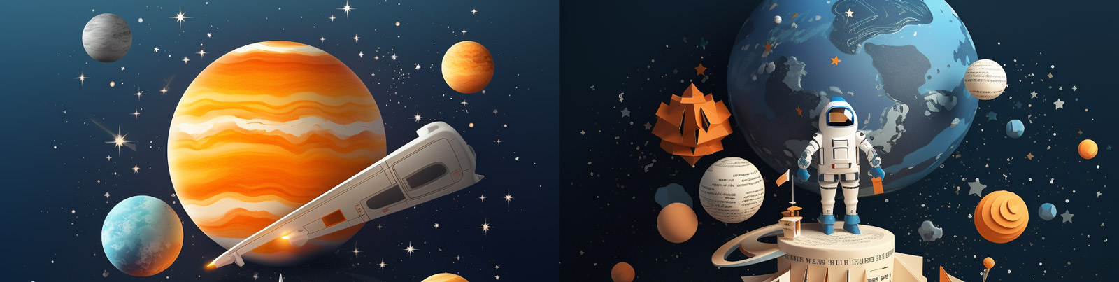 手工折叠太空宇宙火箭星星宇航员剪纸立体书Midjourney关键词咒语