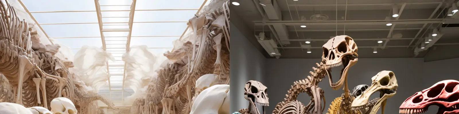 白色恐怖恐龙骷髅骨架椅子艺术展览作品模型Midjourney关键词咒语分享