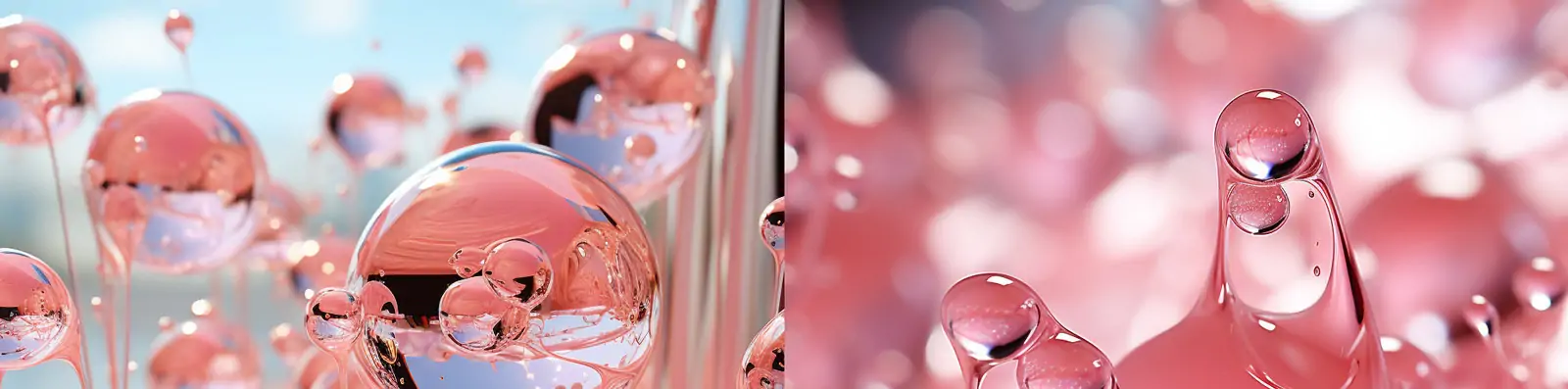 粉色透明水晶玻璃液态气泡视觉艺术海报背景Midjourney关键词咒语分享