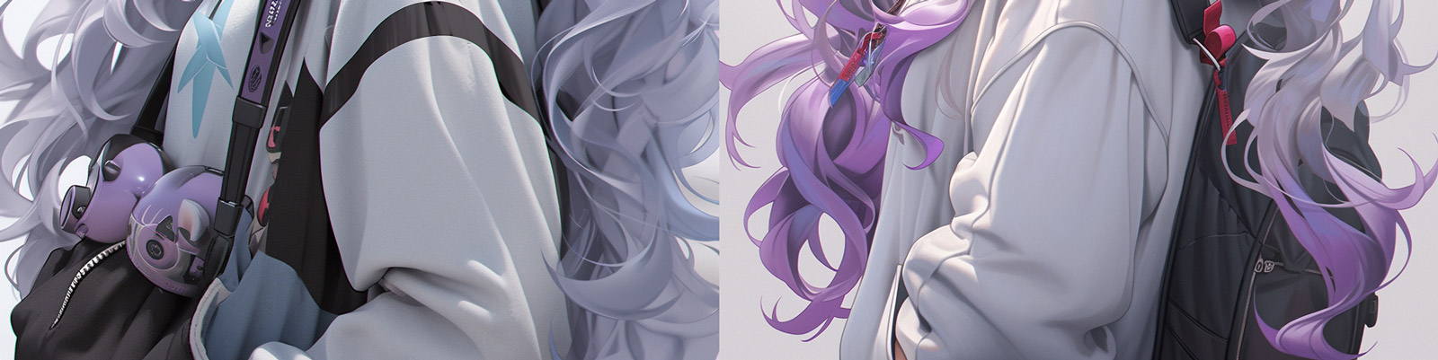 动漫卡通紫色衣服鸭舌帽卷发嘻哈酷女孩形象Midjourney关键词咒语分享