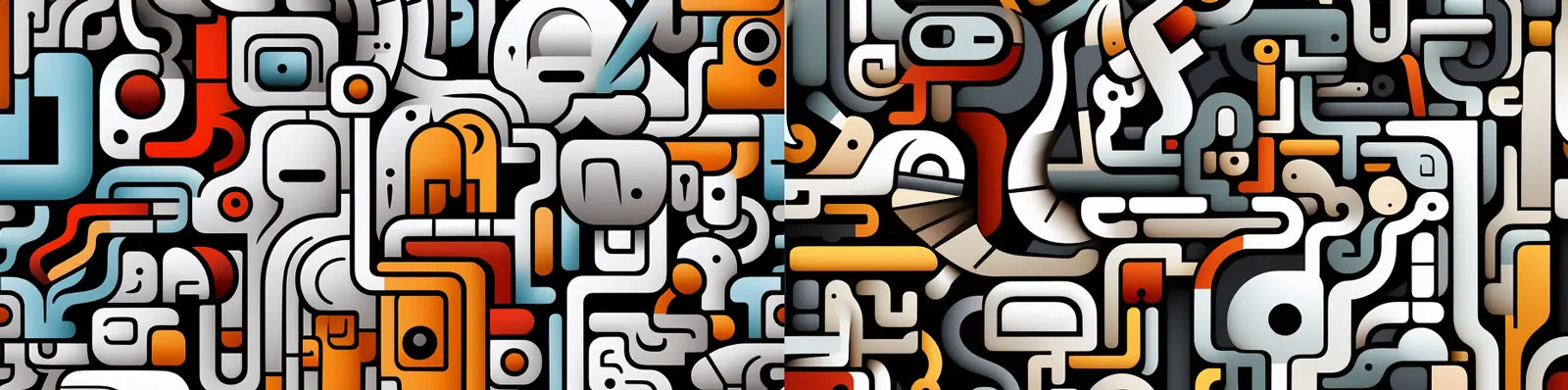 全画框趣味可爱涂鸦粗线条艺术抽象立体几何图形图案背景Midjourney关键词咒语分享