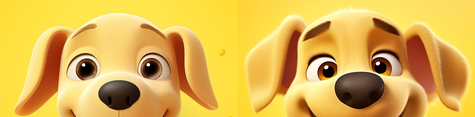 手绘极简主义卡通可爱快乐黄色狗狗插图Midjourney关键词咒语