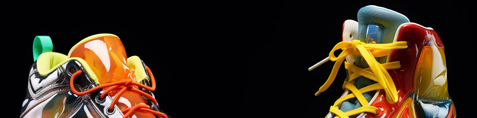 创意彩色全息渐变耐克运动鞋透明塑料充气模型电商广告封面海报Midjourney关键词咒语