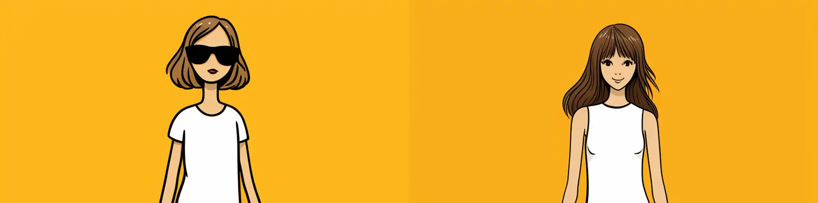 手绘极简主义可爱卡通女孩人物狗狗线条插图插画海报Midjourney关键词咒语分享