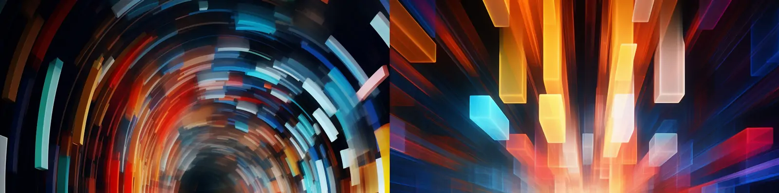 创意彩色抽象立体几何图形艺术长曝光摄影空间海报背景Midjourney关键词咒语分享